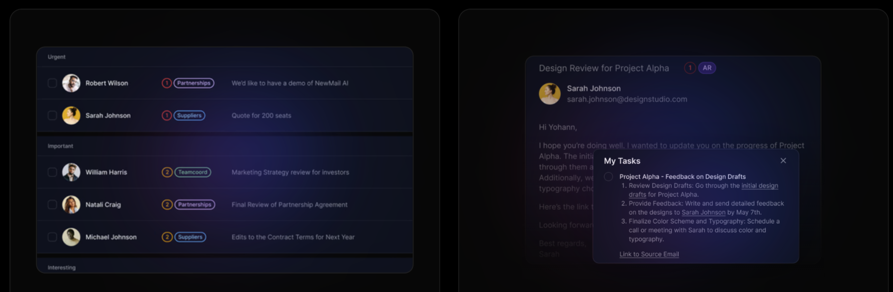 screenshot of NewMail AI